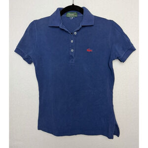 Izod Lacoste Vintage Women's Polo Shirt Blue Short Sleeve Size Small